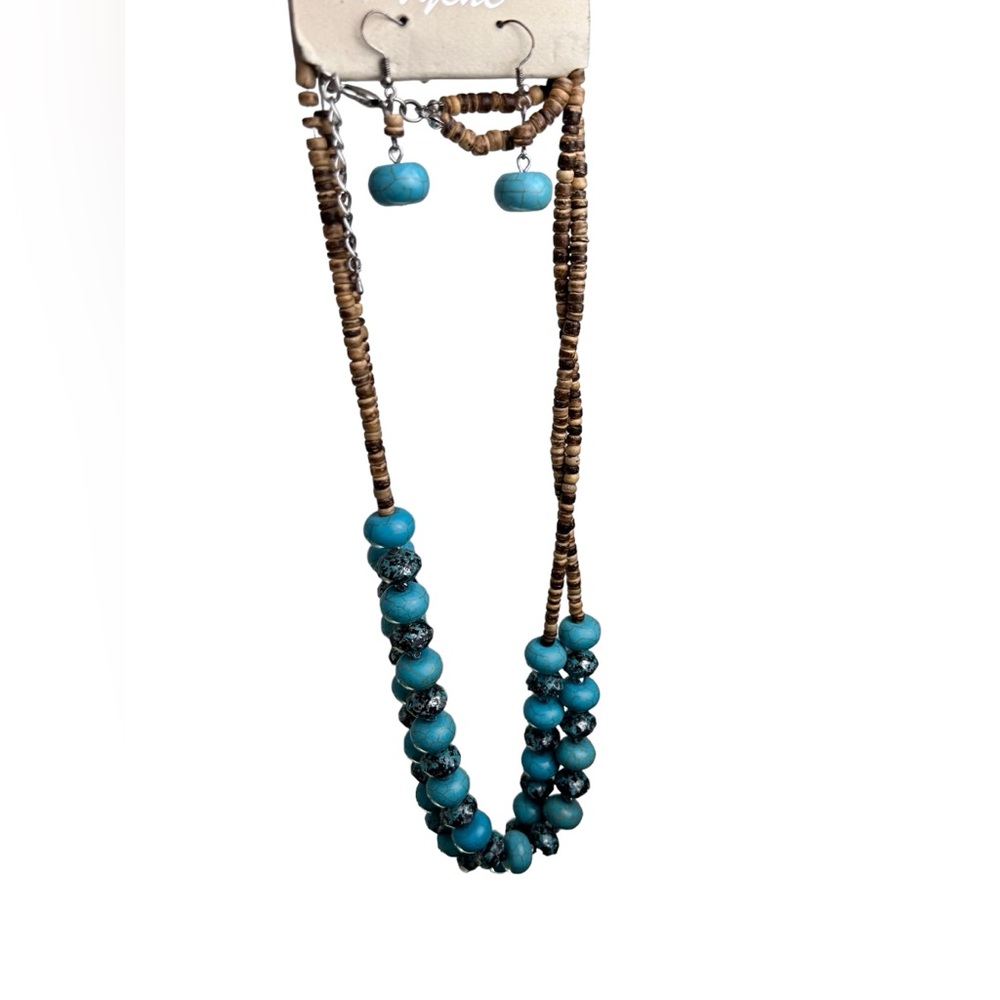 Tyche Turquoise Beaded Necklace and Earring Set
